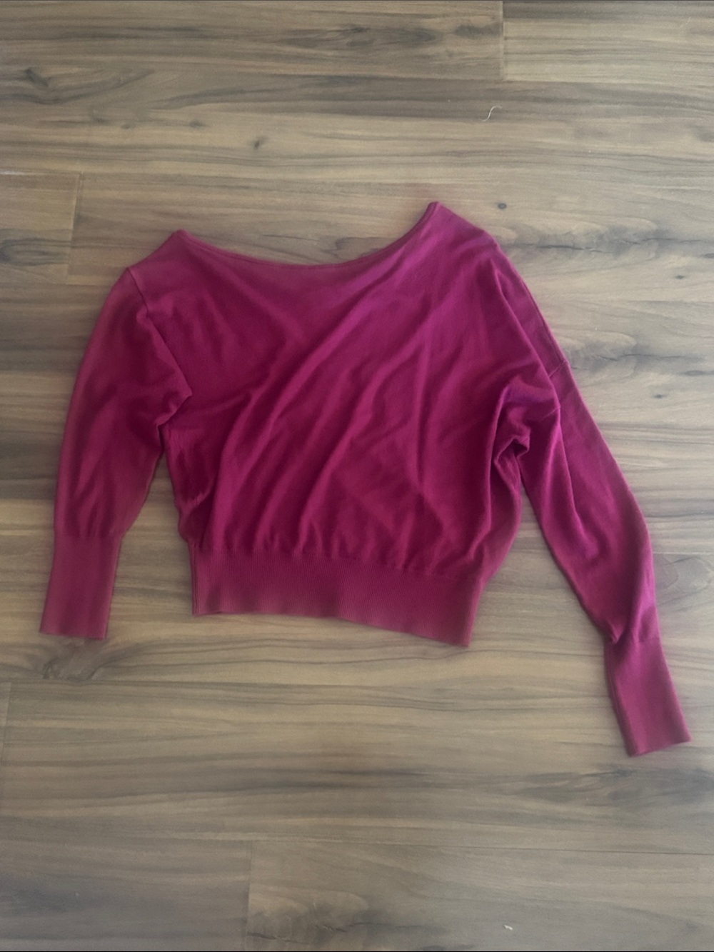 Garage Off-the-Shoulder Sweater in Deep Magenta
